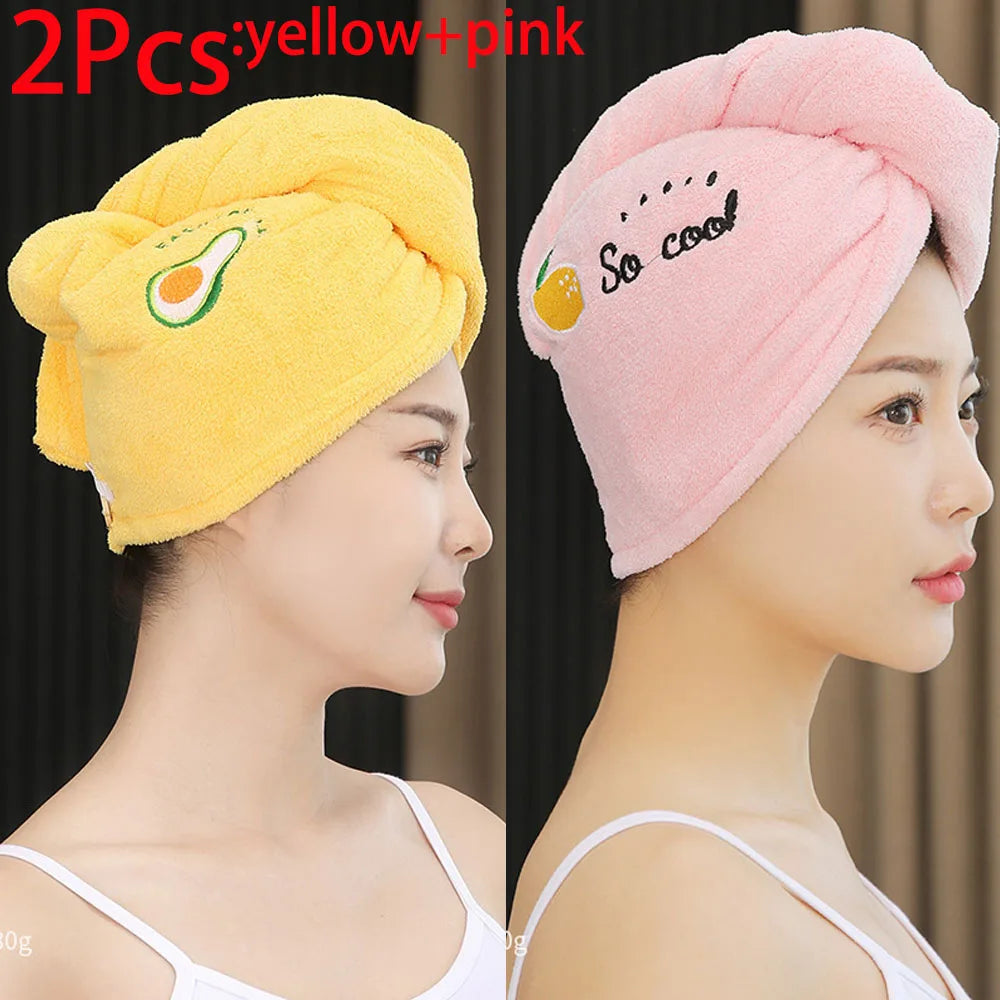 2pc Microfiber Hair Drying Towel & Shower Cap Set