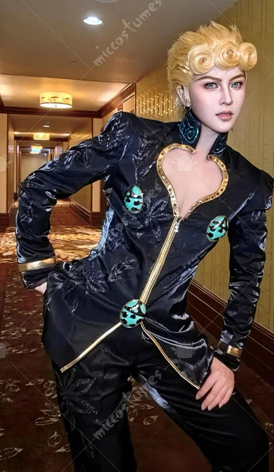 Miccostumes Men's Golden Wind Black Cosplay Costumes The Godfather Black Version Halloween cosplay costume