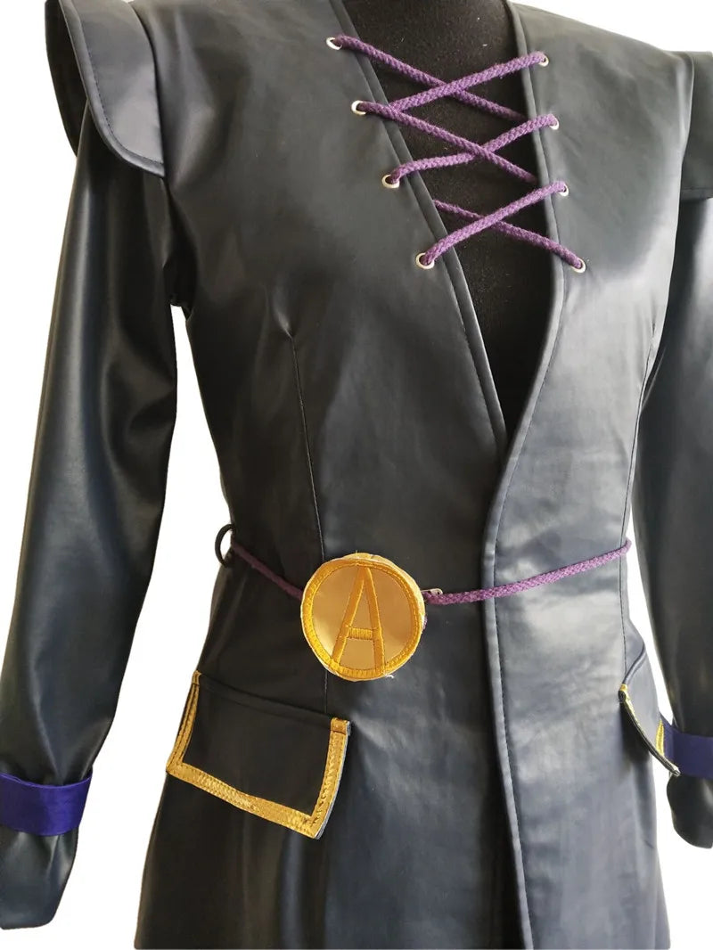 Anime JOJO's Bizarre Adventure Golden Wind Leone Abbacchio Cosplay Costume Black PU Long Coat Uniform Wig Man Carnival Suit