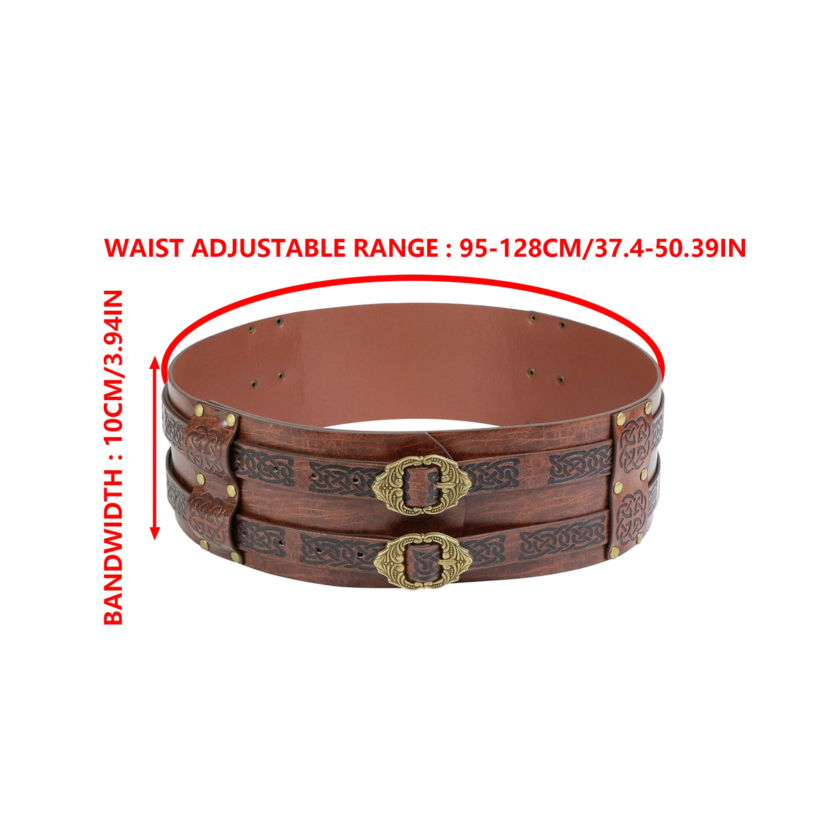 Viking Wide Waist Armor Belt - Adjustable Synthetic Leather