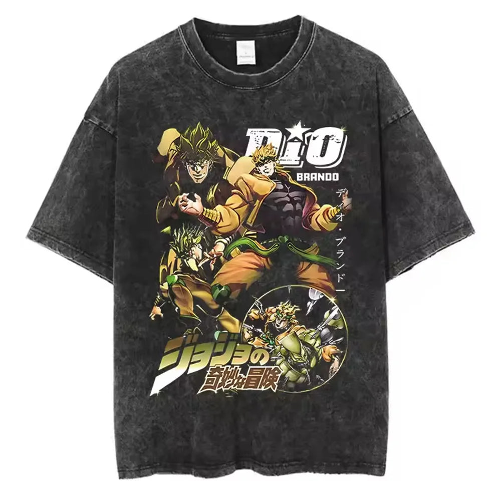 Jojo Bizarre Adventure High Quality Cotton Tshirt Harajuku Streetwear Japanese Men Top Comic Y2k Anime Man Clothing SS69 14.69 xuehua-93625 / L