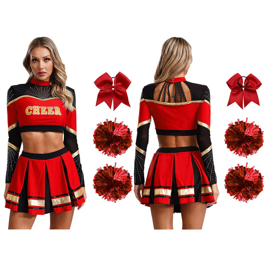 SS69 Women Cheerleading Performance Costume Set with Crop Top and Skirt
