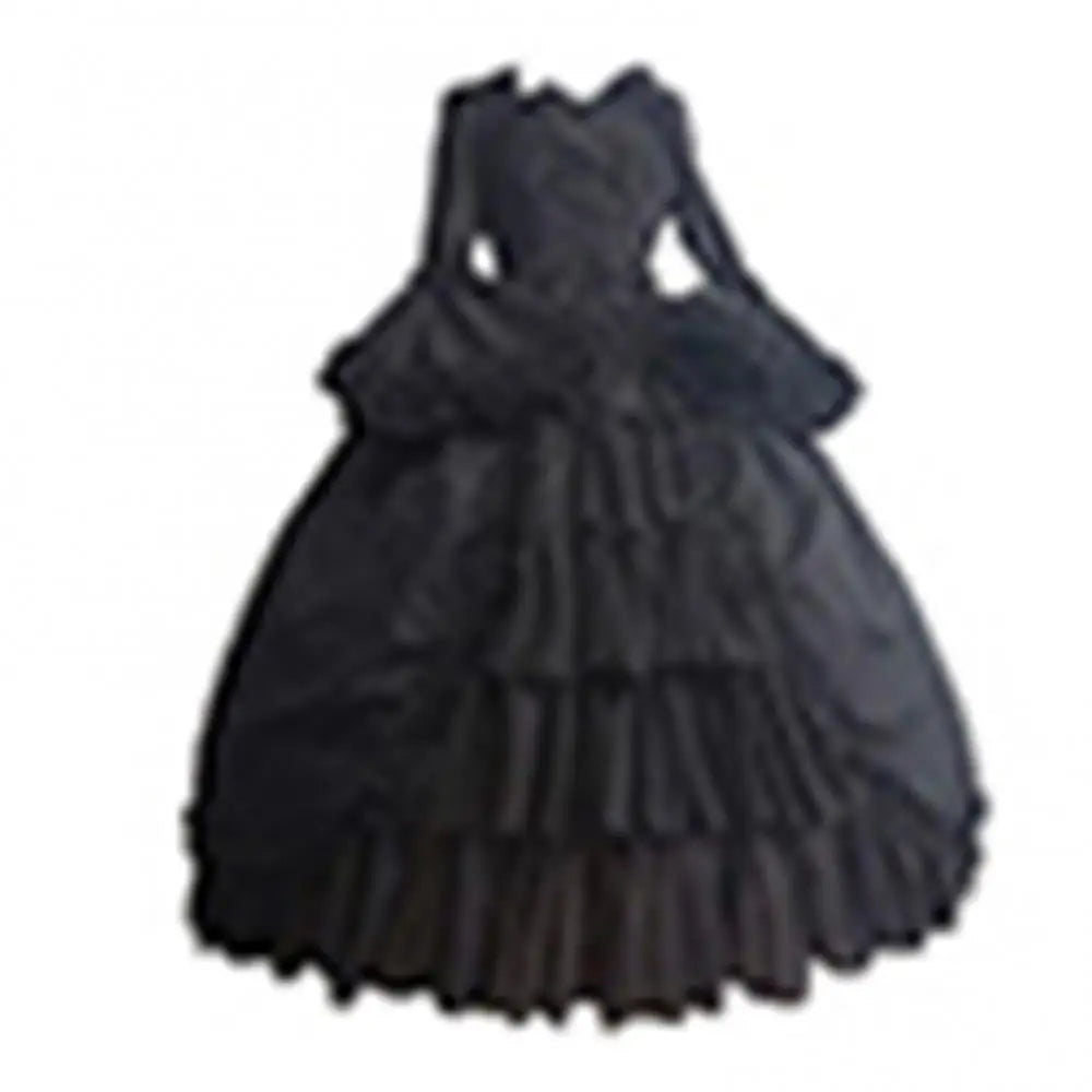 Women's Vintage  Medieval Victorian Court Lace Stitching Dress Square Neck Tight Waist Bowknot Medieval Dress Elegant Cake Dress SS69 34.69 Black / XXL
