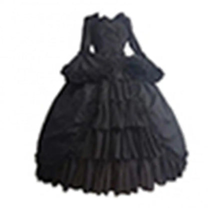 Women's Vintage  Medieval Victorian Court Lace Stitching Dress Square Neck Tight Waist Bowknot Medieval Dress Elegant Cake Dress SS69 34.69 Black / XXL