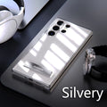 For Samsung Galaxy S25 S24 S23 S22 Ultra Transparent Kickstand Case with Bracket Standing Transverse Protective Clear Soft Cases SS69 9.69 Silvery / For S22Plus