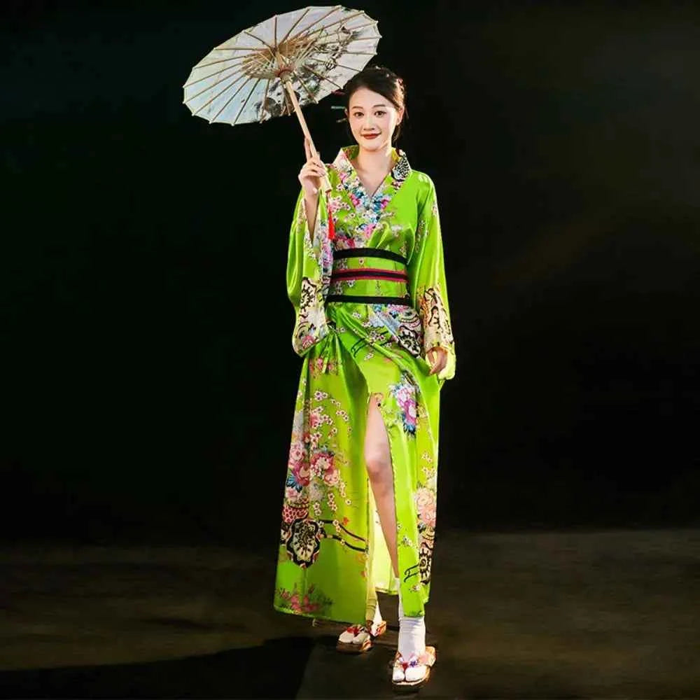 Cosplay Costume Traditional Japanese Kimono Japanese Style Elegance Sakura Girl Kimono Dress Asian Printed Floral