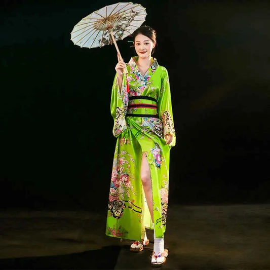 Cosplay Costume Traditional Japanese Kimono Japanese Style Elegance Sakura Girl Kimono Dress Asian Printed Floral