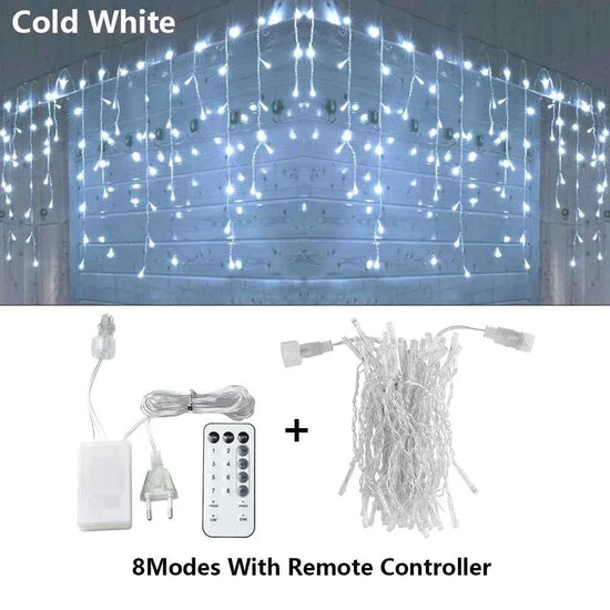 3.5M-40M LED Icicle Curtain String Fairy Lights Garland Outdoor Christmas Lights New Year Birthday Wedding Street Holiday Decor
