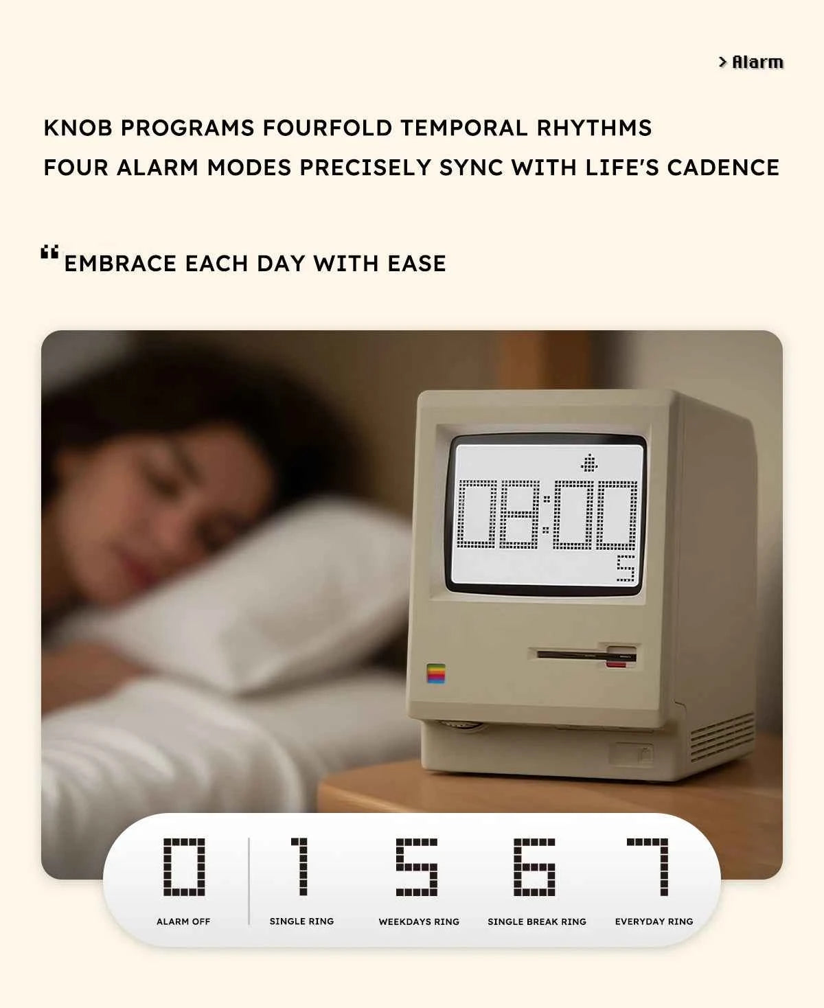 60 hours Standby Retro Maclock Alarm Clock Student Specific Wake-Up Artifact Desktop Decor Electronic Display Creativity Clock