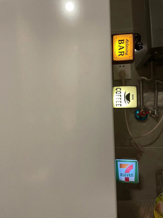 Creative Mini Refrigerator Sticker Convenience Store Magnetic Light Box Display Board with Luminous Light Box Model Ornament