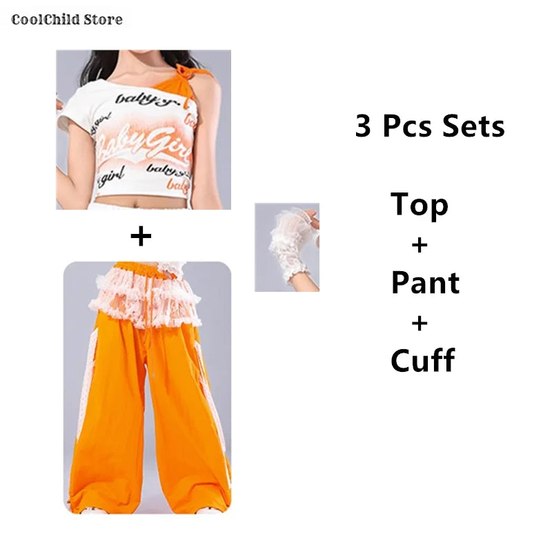 Girls Off Shoulder Crop Top & Cargo Pants Set