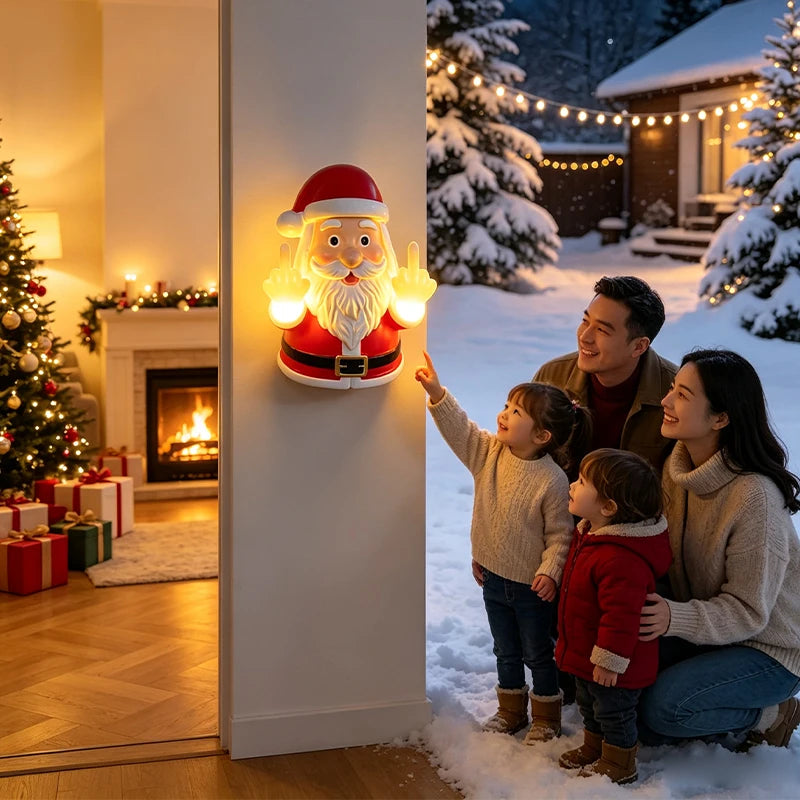 Humorous Glowing Santa Claus Middle Finger Decoration Porch Bedroom Festival Diy Decorative Pendant Party Props Christmas Gifts