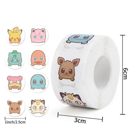 500pcs Cartoon Pokemon Stickers Kawaii Anime Round Seal Diy Laptop Decals Stikers Cute Book Children Reward Kids Toy Gift SS69 6.69 Pikachu