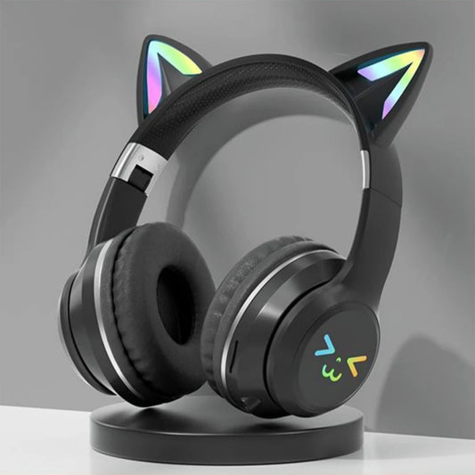 GUZMYYFC Cat Ear Wireless Bluetooth 5.1 Headset with RGB Lights and Mic