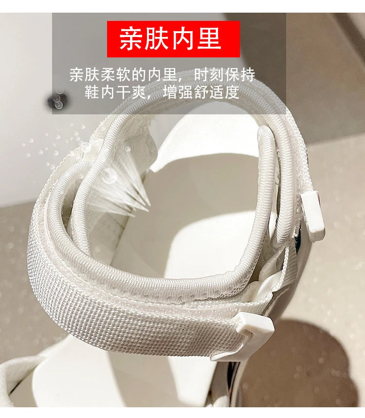 Summer High Platform Women Sandals Buckle 10CM Wedges Bling Shoes Fashion 2023 Outside Chunky Sandals Beach Casual Slides Woman SS69