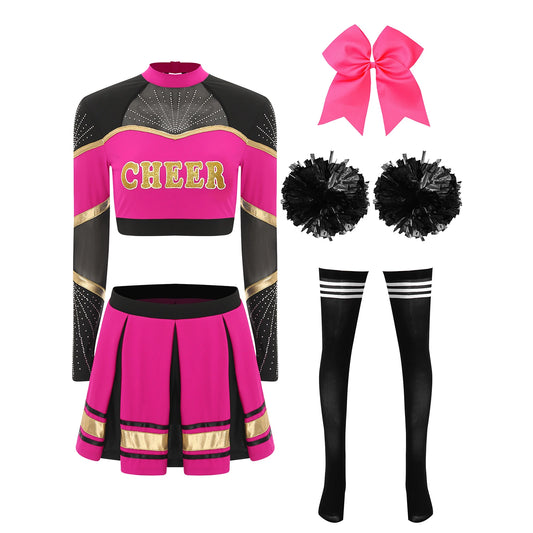 SS69 Women Cheerleading Performance Costume Set with Crop Top and Skirt