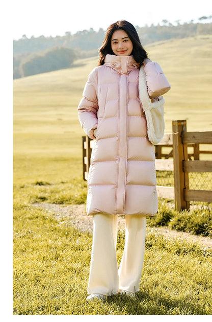 Semir Down Jacket Women Long Length Waterproof Coat 2026 Fashion Winter New Loose Hooded Coat Simple Down Jacket Woman