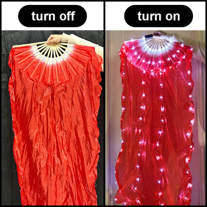 150cm Long Silk Veil Fan With LED Light Bamboo Silk Fan Practice and Stage Performance Dance Costumes Belly Dance Accessories SS69 31.69 color 3 / 1pc right hand