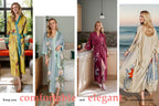 Women's Long Silk Satin Kimono Robe - Lightweight & Soft
