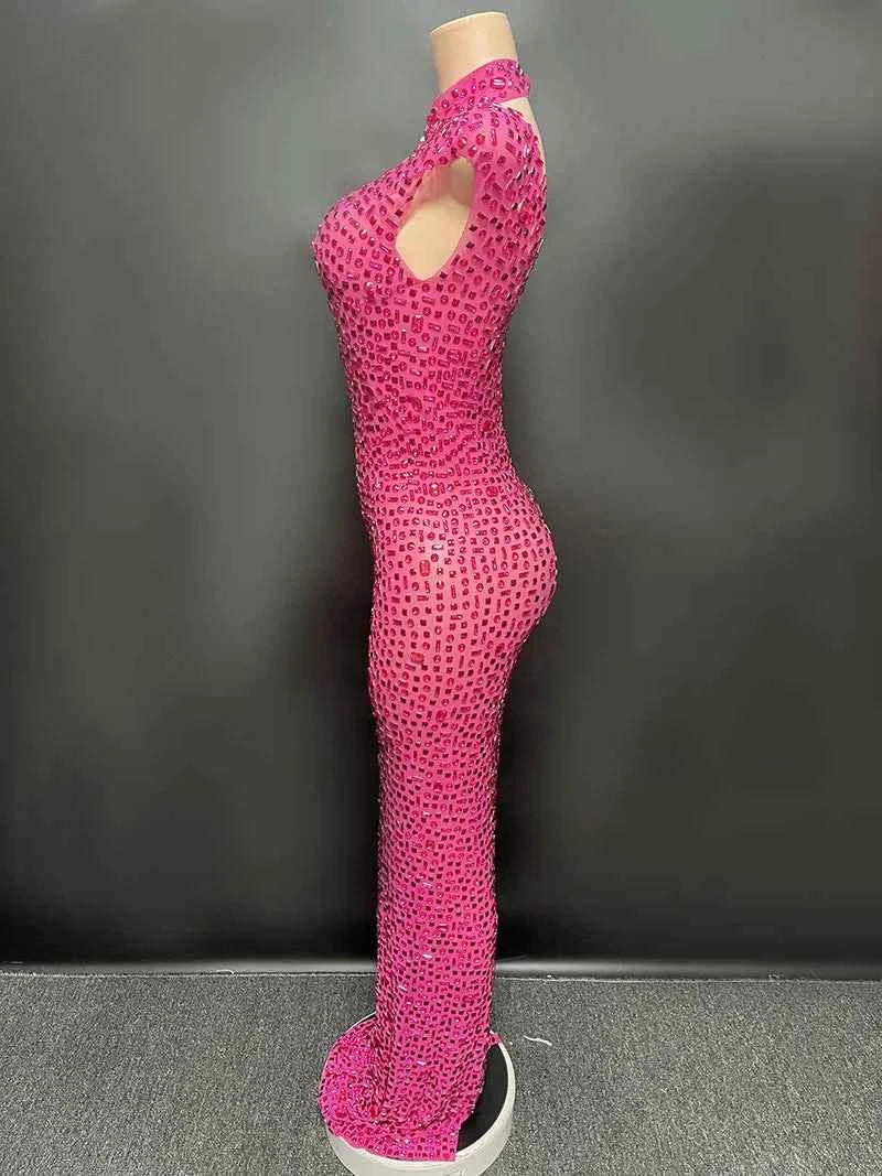 Elegant Luxury Crystal Party Dress Birthday Celebration Dress Bride Diamond Long Prom Dress Mother Formal Grand Party Dress