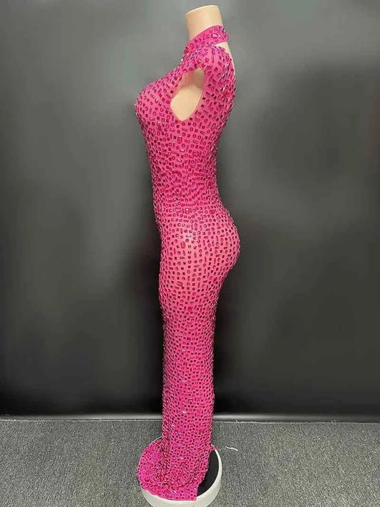 Elegant Luxury Crystal Party Dress Birthday Celebration Dress Bride Diamond Long Prom Dress Mother Formal Grand Party Dress