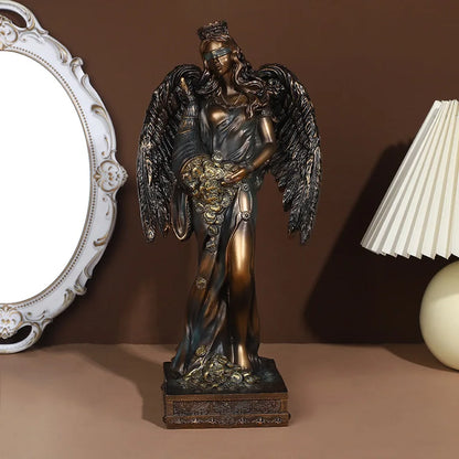 Greek Goddess of Fortune Resin Figurine Antique Style Home Office Sculpture