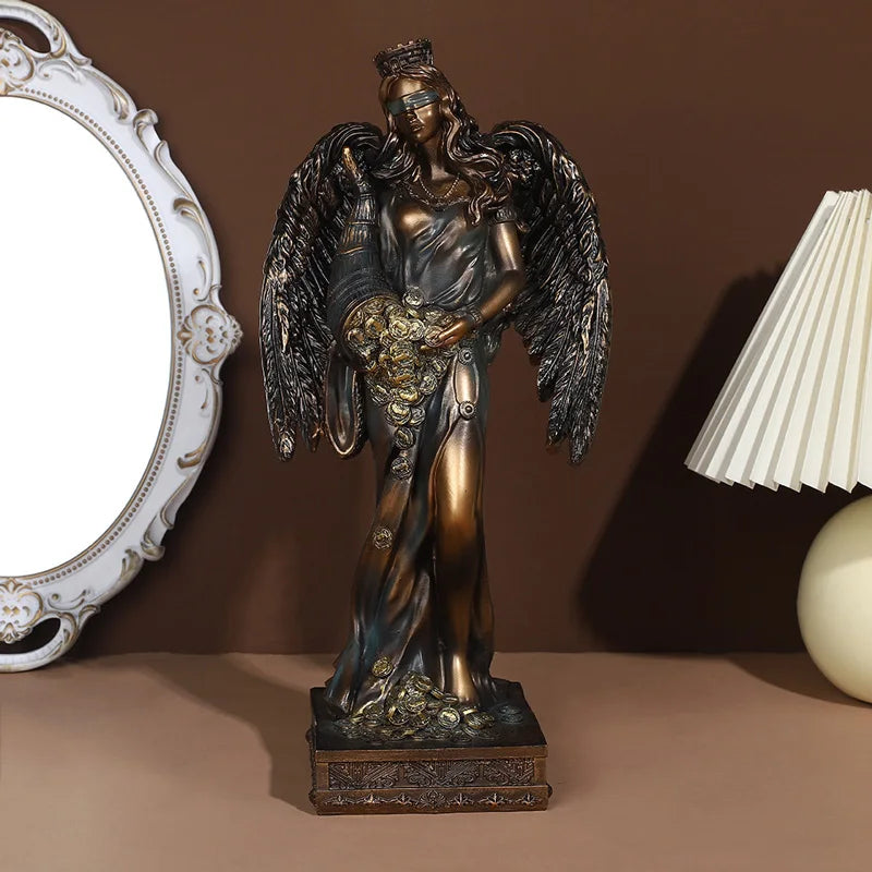 Greek Goddess of Fortune Resin Figurine - Antique Style Home Decor
