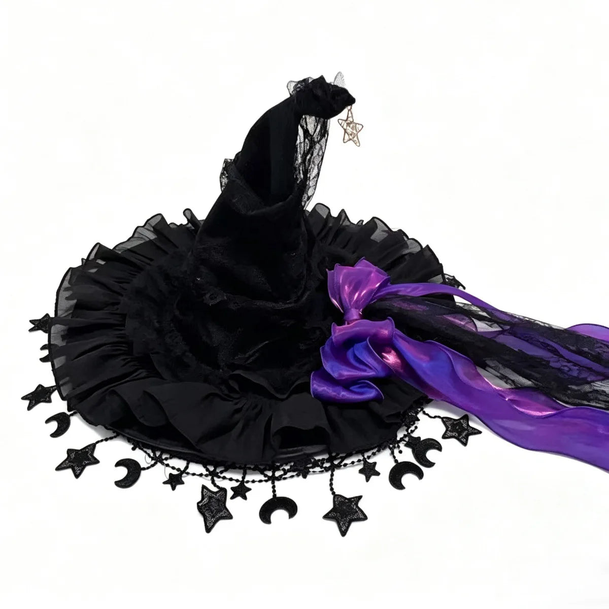 Fashion Halloween Witch Hat Gothic Dark Wizard Cap Lolita Cosplay Accessories Costume Headwear Party Photo Prop Festival Gift