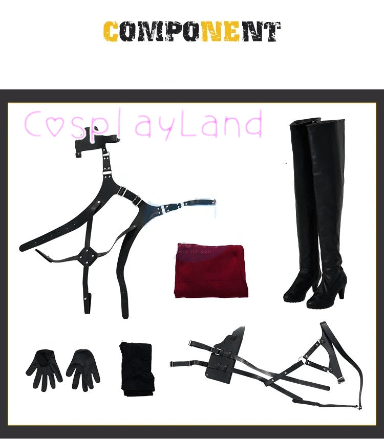 Female Ada Wong Cosplay Costume Clothing Resident 4 Remake Ada Red Women Dress Role Playing Halloween Game Set with Shoes