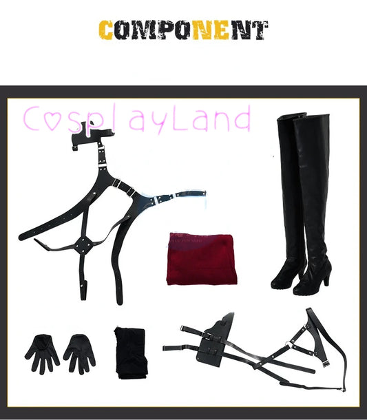 Female Ada Wong Cosplay Costume Clothing Resident 4 Remake Ada Red Women Dress Role Playing Halloween Game Set with Shoes