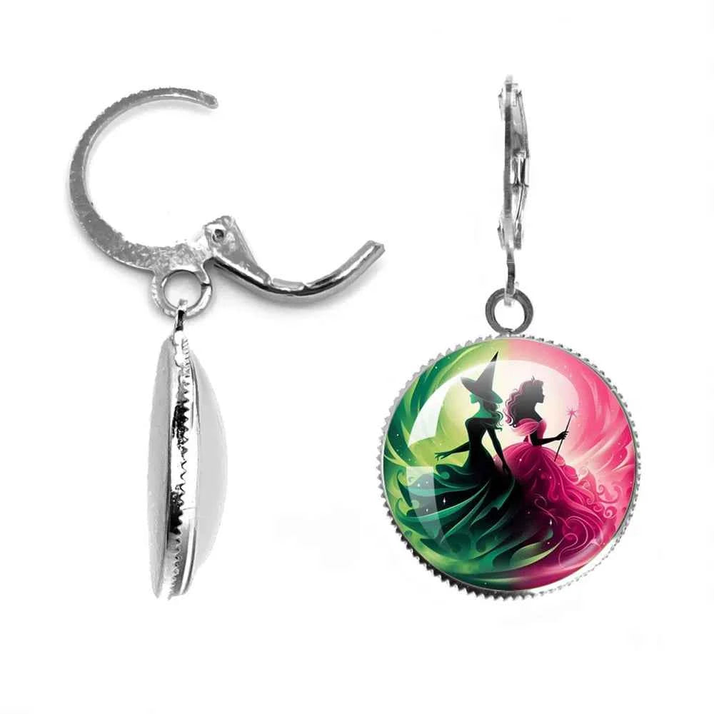 The Movie Wicked Elphaba&Linda Cosplay 20MM Glass Cabochon Earrings Jewelry Accessories Earring Jewelry Gift for Couple