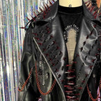 Women's Y2K Goth PU Leather Jacket Gothic Boho Emo Clothing with Spikes Punk Rock Grunge Festival Coat for Teens Spiked Clothes
