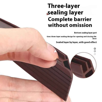1M TPE Door Bottom Gap Sealing Strip Self-adhesive 3-layer Windproof Anti-Cold Noise Reduction Wearproof Window Weather Strip