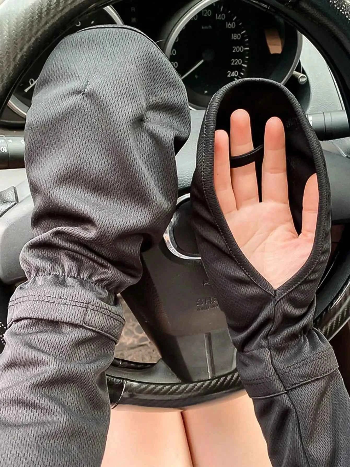 1 Pair Summer Driving Arm Sleeves (Loose Version), Breathable Cooling Sleeve Covers, Available In Gray/Blue/Pink/Black/White, Sun Protection Fingerless Gloves, Loose Fit For Women Driving, Cycling, Car Accessories, Car Sun Pr