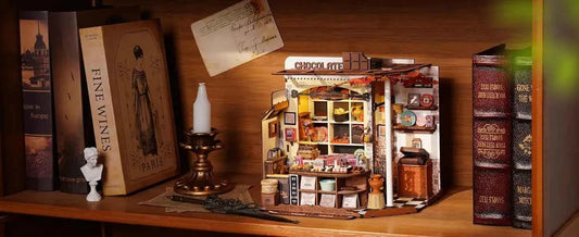 Robotime Rolife Henry's Chocolate DIY Miniature House Kit  Wooden Dollhouse Model Building Kit With LED Craft Gifts for Adults