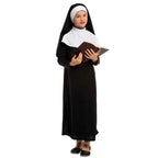 Girls Black Nun Costume Child Halloween Catholic Religion Missionary Fantasy Fancy Dress for Book Week Purim Party