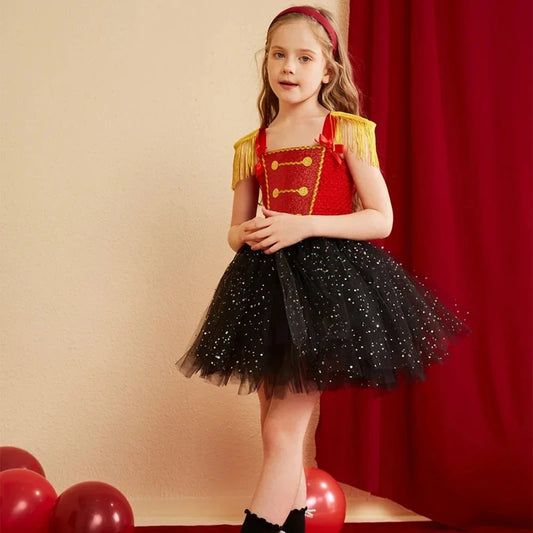 SS69 Nutcracker Soldier Tutu Dress for Girls, Halloween Christmas Costume