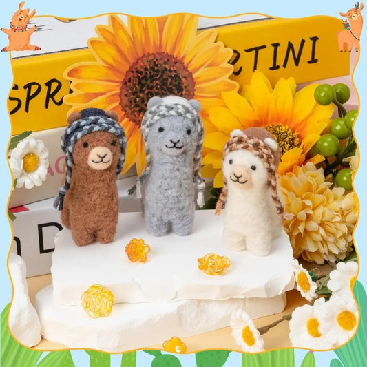 Alpaca Needle Felting Kit - Set of 3 Different Alpaca Doll Wool Felt Needle Felting Tools Foam Pad, DIY Home Decoration Needle SS69
