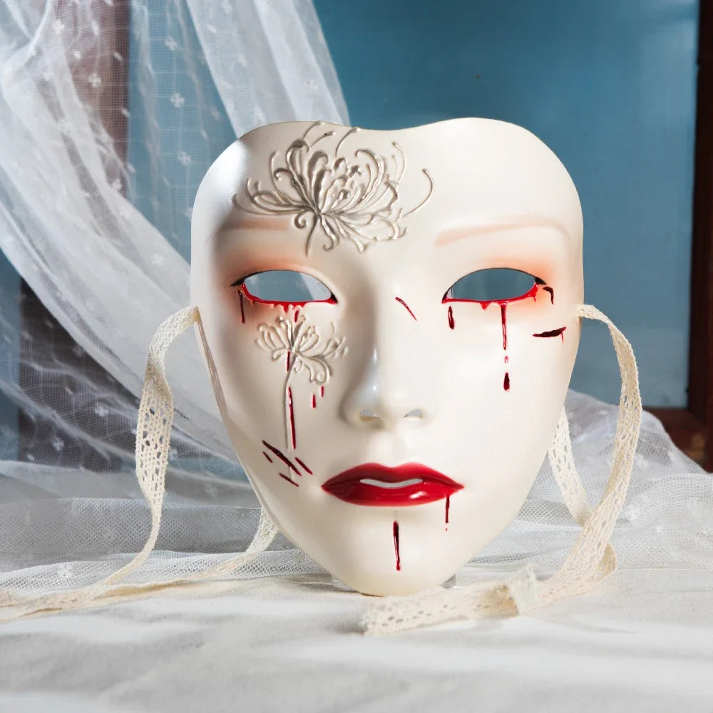 SS69 Ancient Style Full Face Mask, White Retro Hanfu Costume Prop for Adults