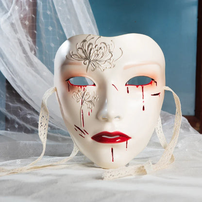 SS69 Ancient Style Full Face Mask, White Retro Hanfu Costume Prop for Adults