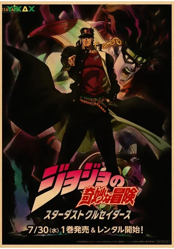 JOJO Retro Kraft Paper Anime JoJo's Bizarre Adventure Posters Decoration Pictures Room Wall Kawaii Bedroom Decoration Home