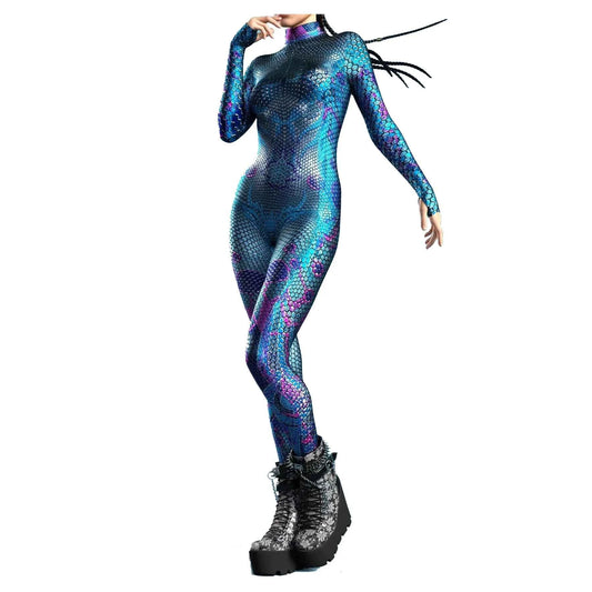 Adult Kids Halloween Zentai Bodysuit Cosplay Costume Party Female Girls Woman 3D Printed Catsuit Fish Scales Jumpsuit