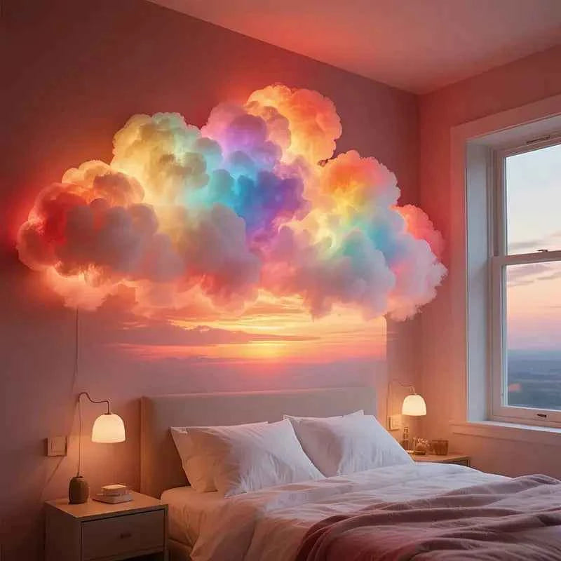 39.3inch 3D Thunder Cloud LED Ambient Light Remote and APP Control DIY Color Changing Light lamp for Game Room Party Club
