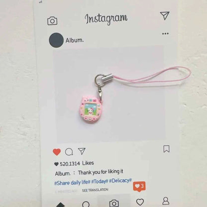 Cute Handmade Mini Tamagotchi Alloy Pendant Mobile Phone Pendant Cartoon Simulation Tamagotchi Pendant Keychain