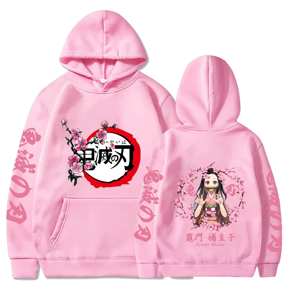 Harajuku Demon Slayer Plus Size Hoodie Kamado Nezuko Graphic Print Women Sweatshirts Long Sleeve Fashion Female Streetwear SS69 21.69 pink1 / 4XL