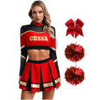 Women's Cheerleading Performance Costume Set with Crop Top and Skirt