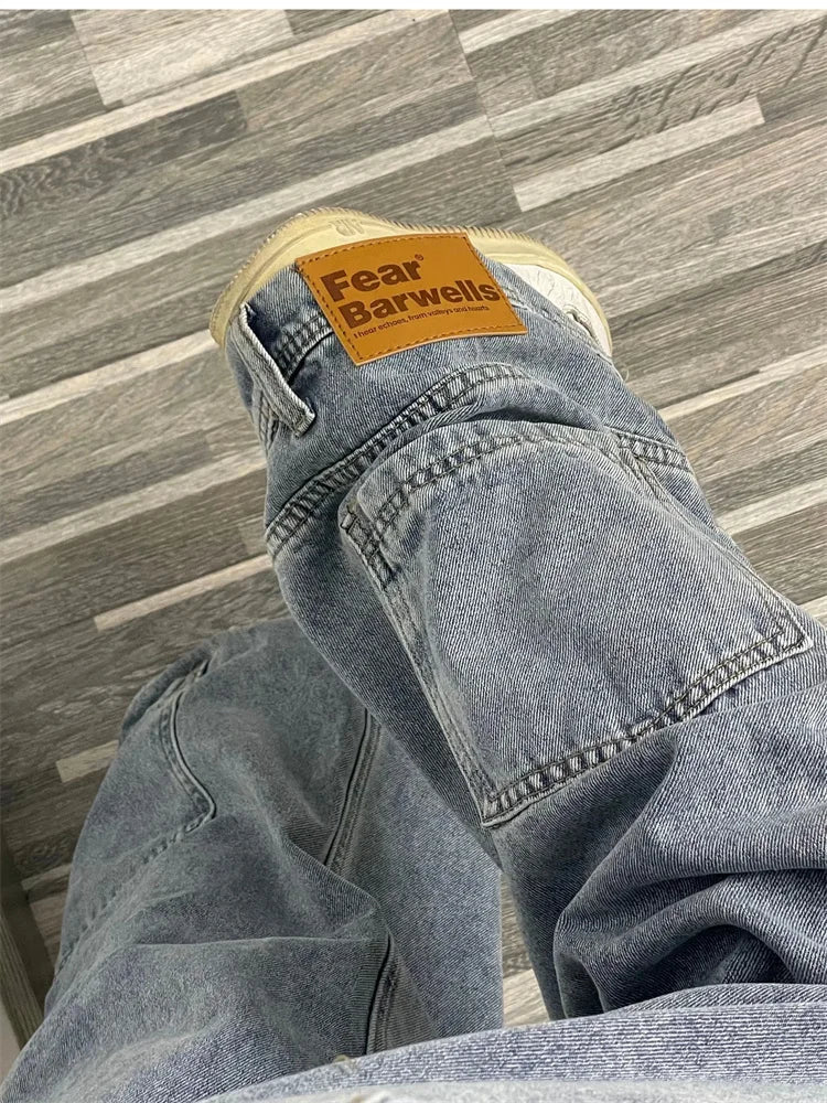 Ins Fashion American Retro Baggy High Waisted Jeans Woman High Street Denim Pants Reversible Trousers Streetwear Loose Jeans SS69