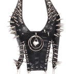 Goth Top Y2K Clothes Women's Tanks Emo Clothing Gothic Boho Tops with Spikes Punk Rock Teens Festival Spiked Bra Grunge T Shirt