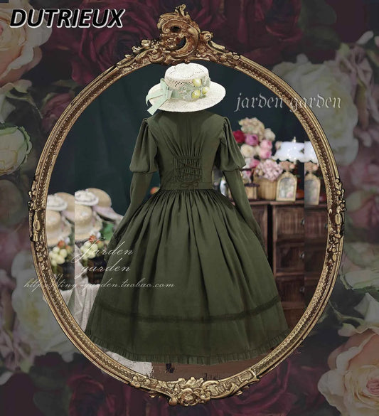 2025 New Classical Long-sleeved Stand-up Collar Slim-fitting Dress Japanese Sweet and Cute Girl Lolita OP Mid-length Dresses