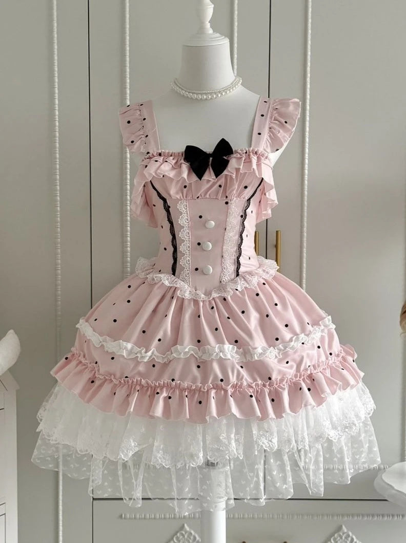 Y2K Lolita Vintage Dress Lace Sleeveless Cosplay Clothing French Strap Elegant Girls Party Japanese Kawaii Dress 2026 Summer